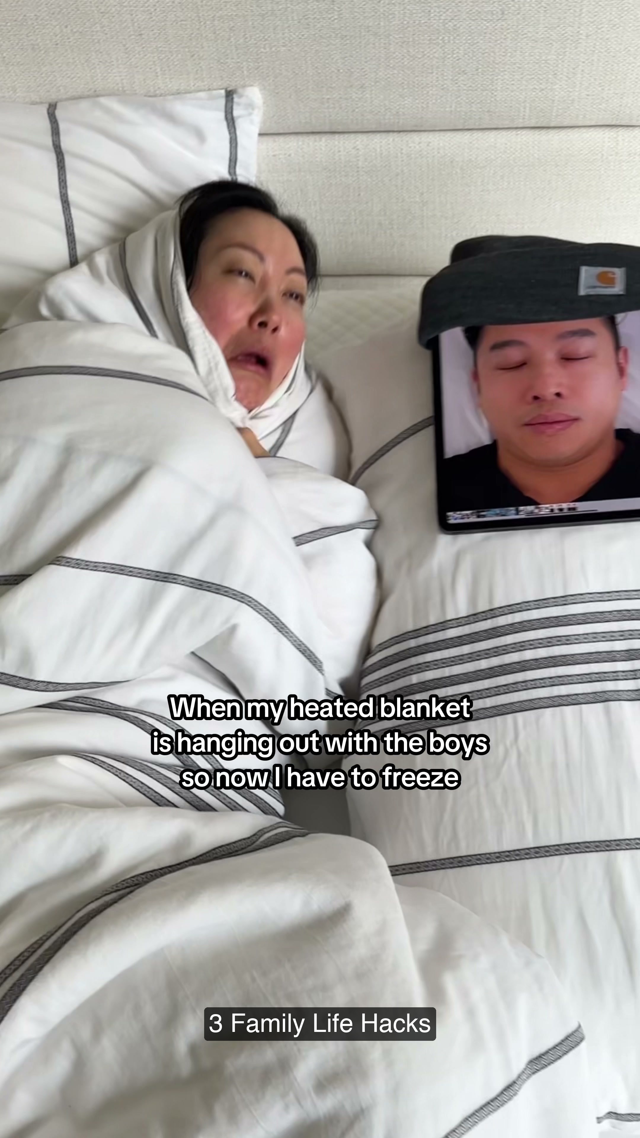 When my heated blanket is hanging out with the boy — 3 Family Life Hacks.jpg